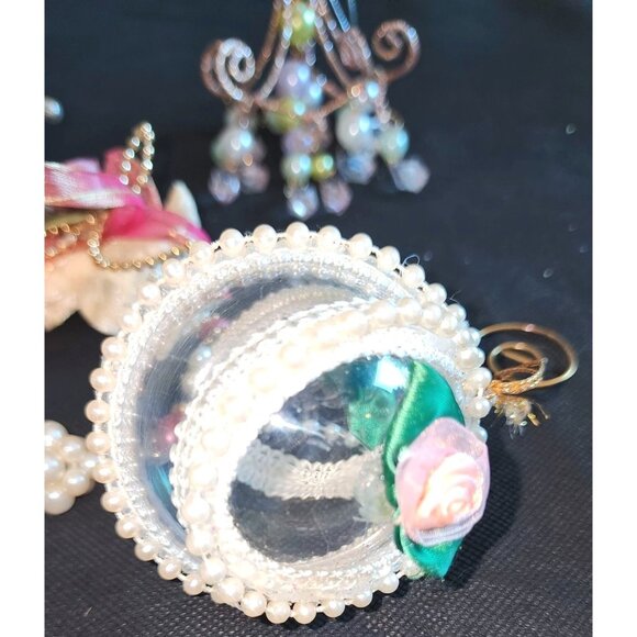 Vintage Pearlized Glass Crystal Christmas Ornaments Set - Picture 4 of 9